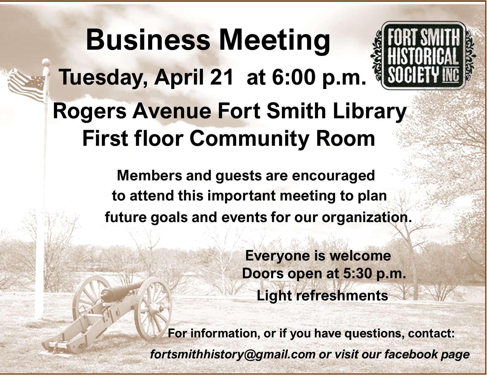 FSHS to Host Business Meeting April 21