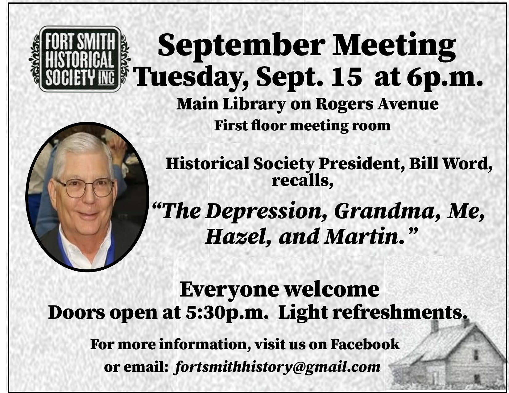 Fort Smith Historical Society President Bill Word to Speak at September Meeting